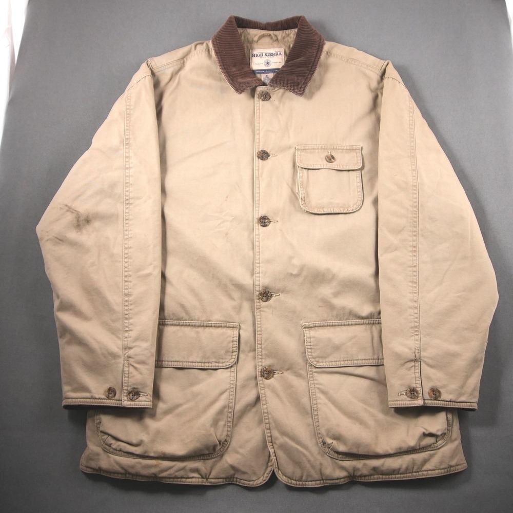 High Sierra Canvas Barn Corduroy Collar Work Plaid Quilted Lined Jacket Mens M